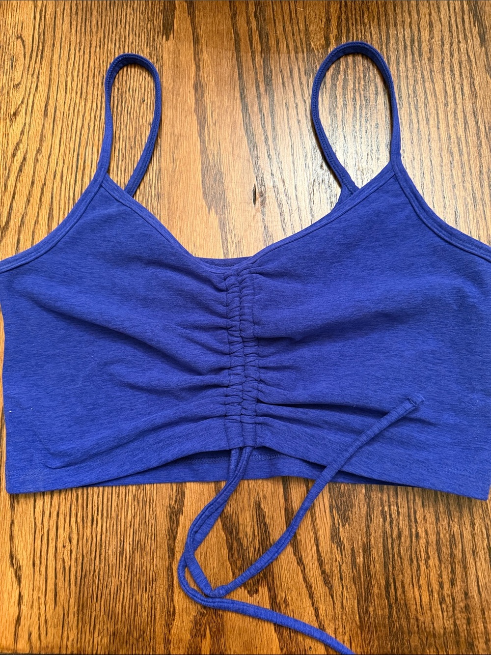 Beyond Yoga Ruched Front Longline Sports Bra Crop Top Blue Large